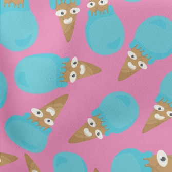 Funny Blue Ice Cream Lightweight Cotton Poplin
