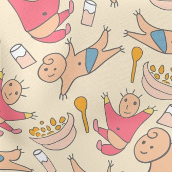 Doodle Baby With Food Lightweight Cotton Poplin
