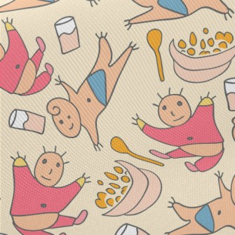 Doodle Baby With Food Midweight Cotton Poplin
