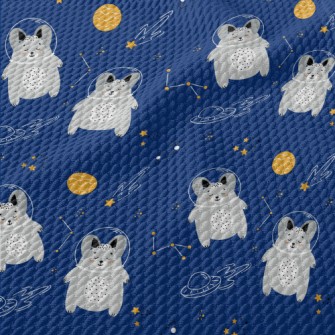 Cute Rabbit In Space Birdseye Piqué