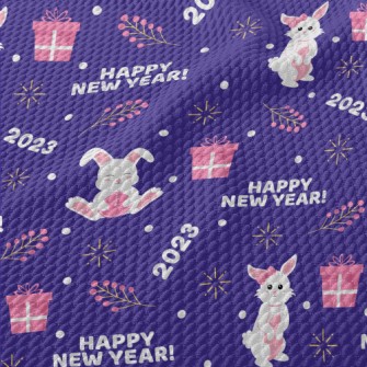 Cute Rabbit New Year Birdseye Piqué