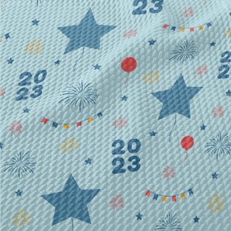 Star Balloons And Fireworks Birdseye Piqué