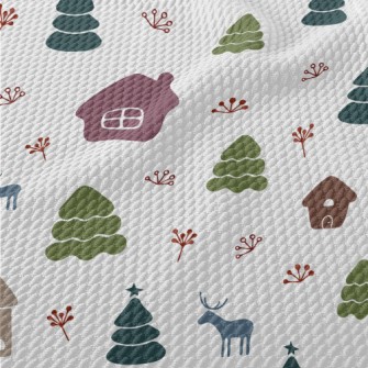 Winter Town With Elk Birdseye Piqué