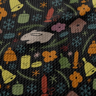 Rabbit And Town Christmas Birdseye Piqué