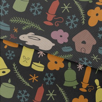 Rabbit And Town Christmas Waterproof Oxford