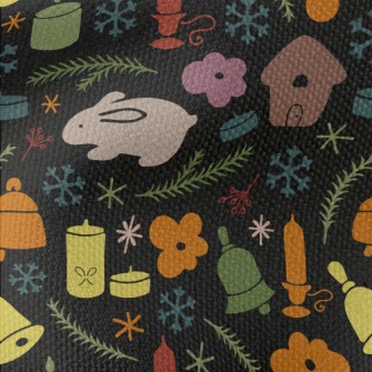 Rabbit And Town Christmas Waterproof Canvas