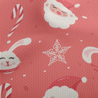 Santa Claus And Rabbit Athletic Mesh Flat Back