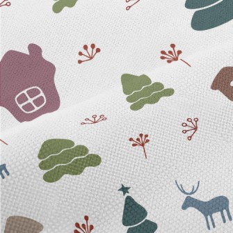 Winter Town With Elk Performance Linen