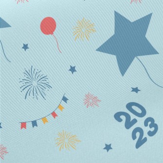 Star Balloons And Fireworks Twill