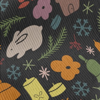 Rabbit And Town Christmas Standard Corduroy