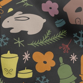 Rabbit And Town Christmas Micro Fleece