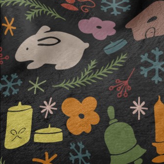 Rabbit And Town Christmas Minky