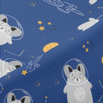 Cute Rabbit In Space Piqué