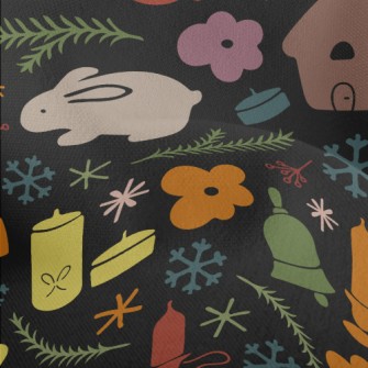 Rabbit And Town Christmas Lightweight Performance Linen