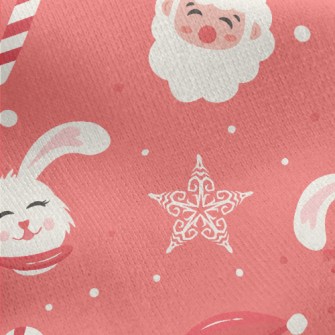 Santa Claus And Rabbit Jersey Backed Fleece