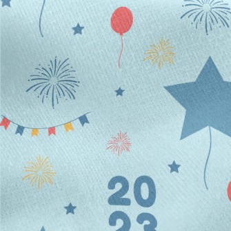 Star Balloons And Fireworks Jersey Backed Fleece
