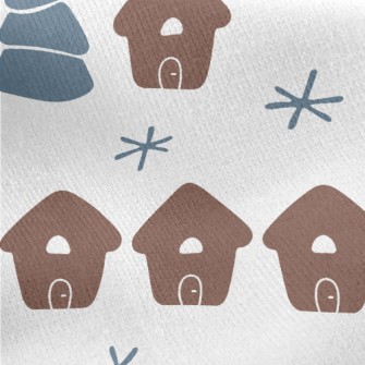 Cute Winter Town Jersey Backed Fleece