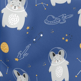 Cute Rabbit In Space Lightweight Cotton Poplin