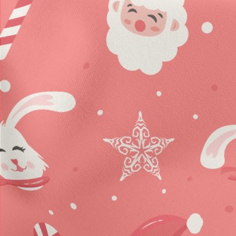 Santa Claus And Rabbit Lightweight Cotton Poplin