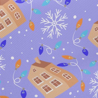 Christmas Decorations House Midweight Cotton Poplin