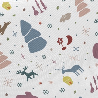 Colorful Christmas Elements Midweight Cotton Poplin