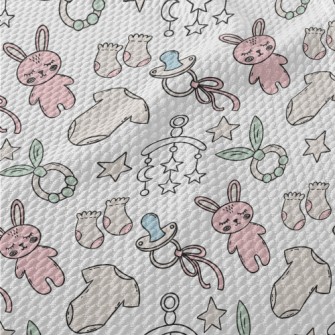 Cartoon Hand Drawn Baby Produc Birdseye Piqué