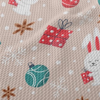 Rabbit With Christmas Gifts Birdseye Piqué