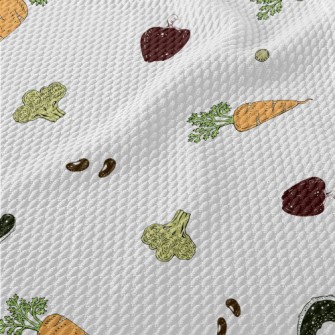 Hand Drawn Colorful Vegetables Birdseye Piqué