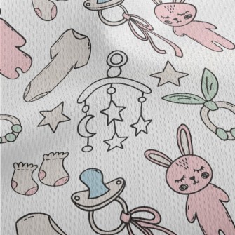 Cartoon Hand Drawn Baby Produc Athletic Mesh Flat Back