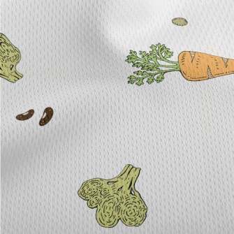 Hand Drawn Colorful Vegetables Athletic Mesh Flat Back