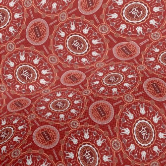 Rabbit Year Blessing Pattern Performance Linen