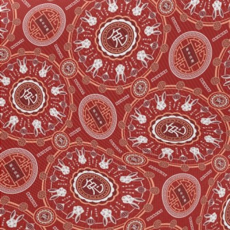 Rabbit Year Blessing Pattern Twill