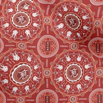 Rabbit Year Blessing Pattern Micro Fleece