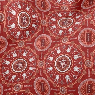 Rabbit Year Blessing Pattern Minky