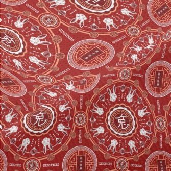 Rabbit Year Blessing Pattern Piqué