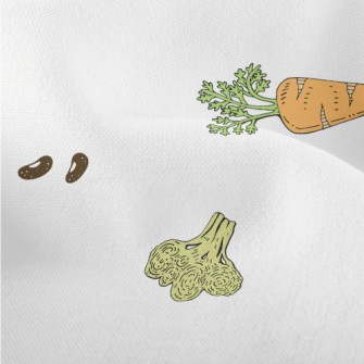 Hand Drawn Colorful Vegetables Lightweight Performance Linen