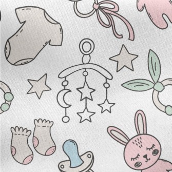 Cartoon Hand Drawn Baby Produc Jersey Backed Fleece