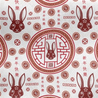 Traditional New Year Greetings Jersey Backed Fleece