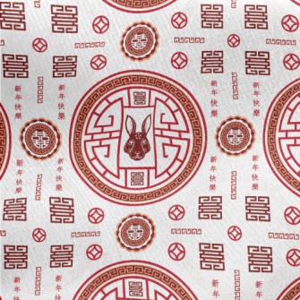 Chinese Year Of The Rabbit Pat Jersey Backed Fleece
