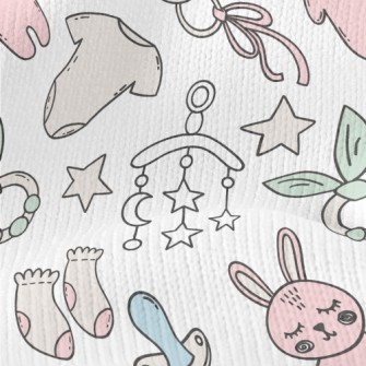 Cartoon Hand Drawn Baby Produc Stretch Jersey