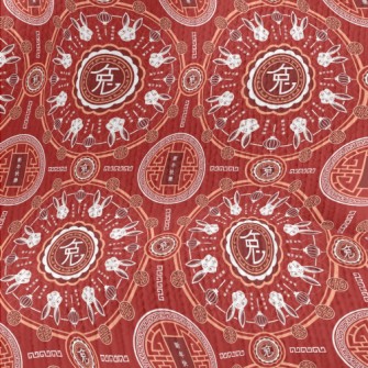 Rabbit Year Blessing Pattern Stretch Jersey