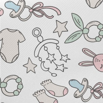 Cartoon Hand Drawn Baby Produc Midweight Cotton Poplin