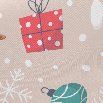 Rabbit With Christmas Gifts Midweight Cotton Poplin