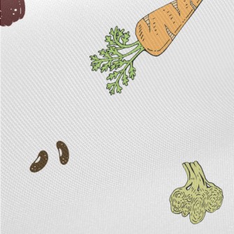 Hand Drawn Colorful Vegetables Midweight Cotton Poplin
