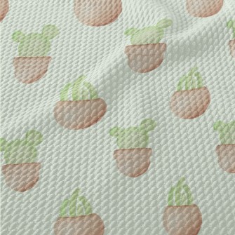 Watercolor Hand Drawn Cactus Birdseye Piqué