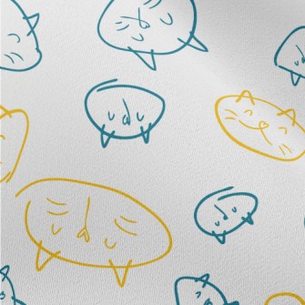 Hand Drawn Cat Face Chiffon
