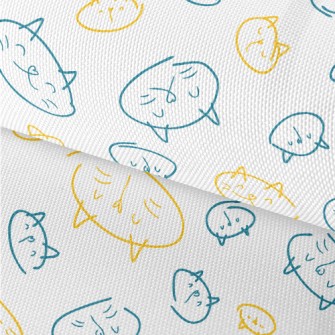 Hand Drawn Cat Face Waterproof Oxford