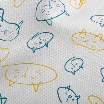 Hand Drawn Cat Face Athletic Mesh Flat Back
