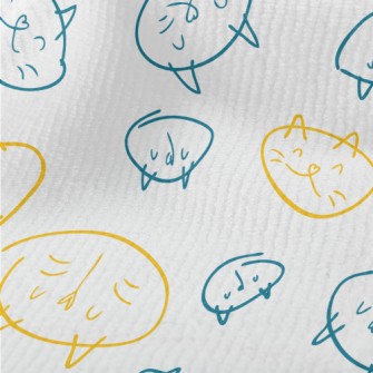Hand Drawn Cat Face Terry