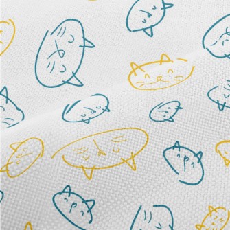 Hand Drawn Cat Face Performance Linen